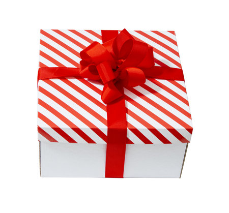 Red and white christmas gift isolated on white background