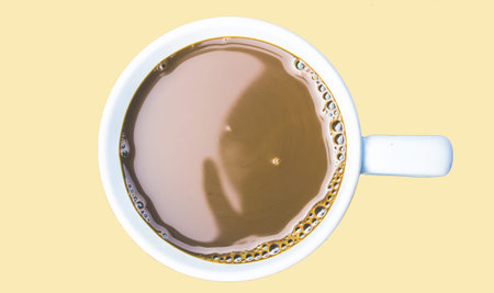 Black coffee in a white cup, white の写真素材