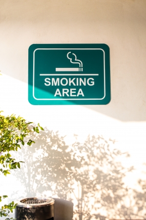 Location and smoking are the seats and trees の写真素材