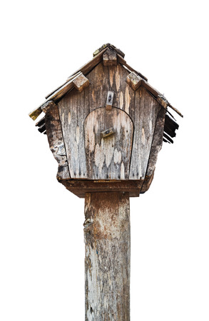 The Old wooden of mailbox isolated on white backgroundの写真素材