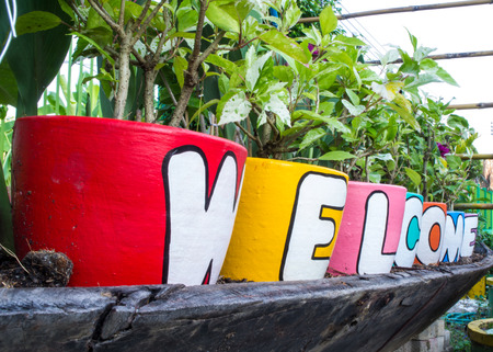 watering flowers in the garden and cart Thailandの写真素材