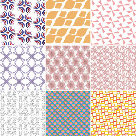 set of nine colorful  pattern  backgroundのイラスト素材