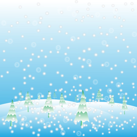 Christmas background snow and pine tree Vector.のイラスト素材