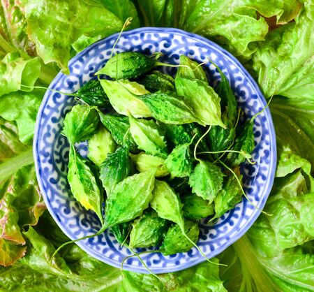 Green Momordica, bitter melon or karelaの写真素材