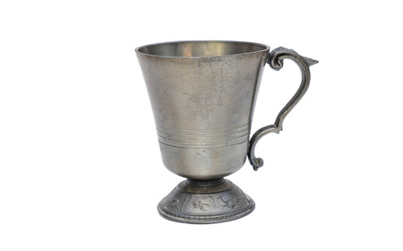 A Silver Goblet cup old on White Backgroundの写真素材