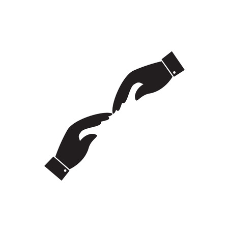 vector icon of two hands touching - concept of receiving giving. This also represents concepts like support help empathy kindness partnership friendship cooperation commitment compassionのイラスト素材
