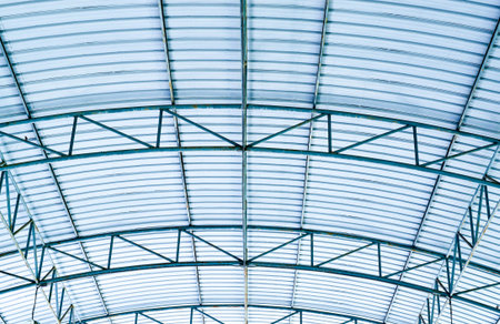 Roof of large modern warehouse structureの写真素材