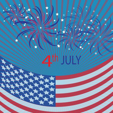 Vector Illustration of an Abstract Independence Day Background with Fireworkのイラスト素材
