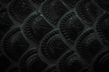 Patterned tile floor like a fish scaleの写真素材