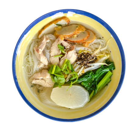 Chicken noodle on white background