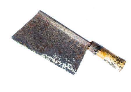 vintage cimeter or scimitar kitchen knife isolated over white