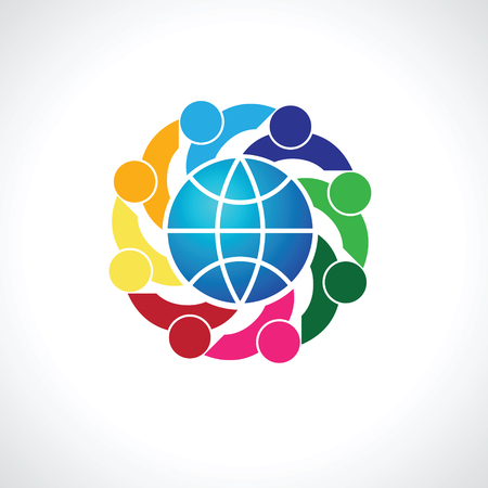 People around the world holding hands. Unity concept illustrationのイラスト素材