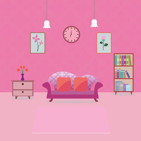 Interior of a living room. Modern flat design illustrationのイラスト素材