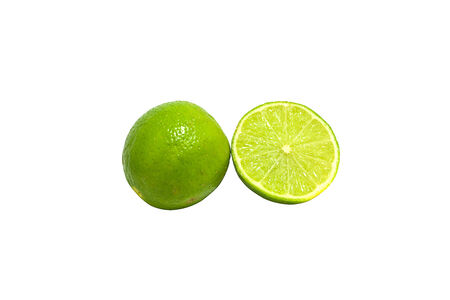 One and half limes on white の写真素材