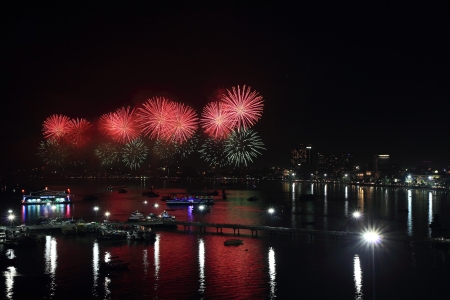 Fireworks in Pattaya city, Chonburi, Thailandのeditorial素材