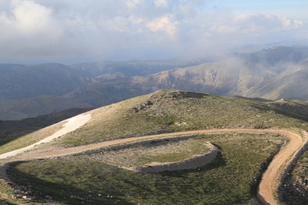 curve road on the top mountainの写真素材