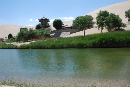 June 8, 2012 Mingsha Crescent Spring Scenic Areaのeditorial素材