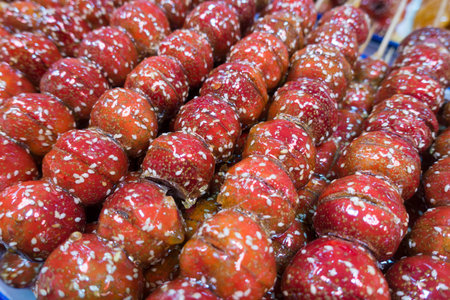 Crayfish with sesame seeds for sale at the market.の写真素材