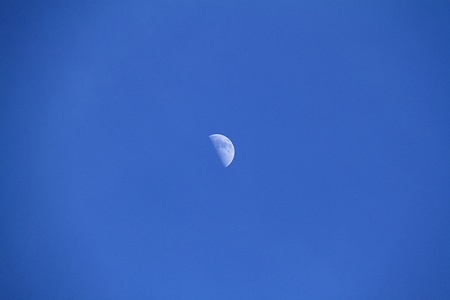 Moon in blue skyの写真素材