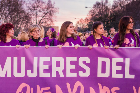 Madrid, Spain - march 08, 2017: feminist international women day march on 8m for rights and equalityのeditorial素材