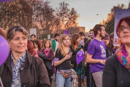 Madrid, Spain - march 08, 2017: feminist international women day march on 8m for rights and equalityのeditorial素材
