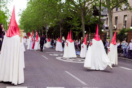 Madrid, Spain - April 13, 2017: traditional popular tradition in Easter week Spanish procession....
