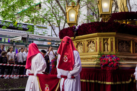 Madrid, Spain - April 13, 2017: traditional popular tradition in Easter week Spanish procession....