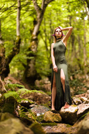 River and water Naiad Samhain Costume cedltic tradition. fairy origin to Halloween flockoreの写真素材