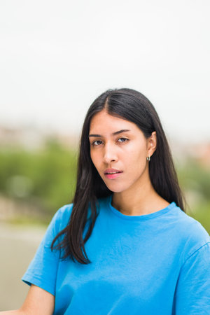 Latin young woman headshot lifestyle portrait loking at camera. Hispanic Venezuelan