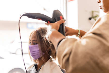 Dominican Republic professional entrepreneur hairdresser business Latin woman lifestyle.の写真素材