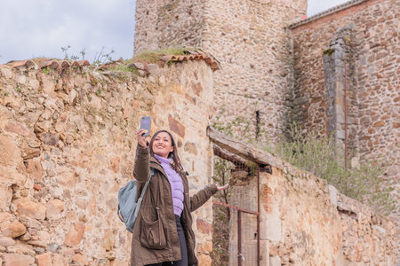 Latin Honduran video call and selfie photography from local tourism in Buitrago de Lozoya.