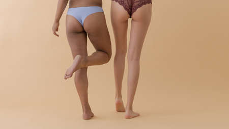 unretouched body positivity real body inclusivity legs from Mexican and Honduras Latin femalesの写真素材