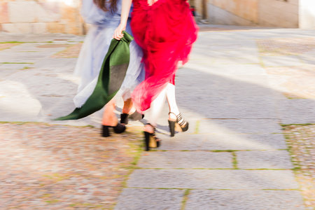 Unrecognizable university woman student celebrating bachelor graduation in Salamanca, Spainの写真素材