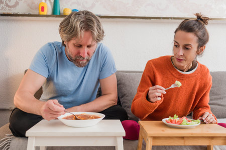 Woman with eating disorder receiving partner support at home