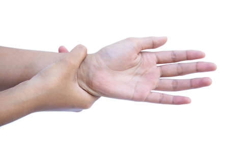 Wash your hands Rub around the wrist. isolated on white backgroundの写真素材