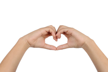 Heart-shaped hands gesture showing care and unity, clean composition, isolated on white.