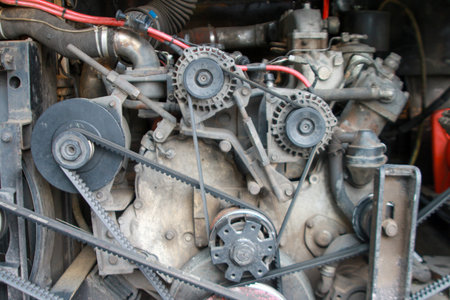 Close up of engine of a car. Car engine. Engine detail.