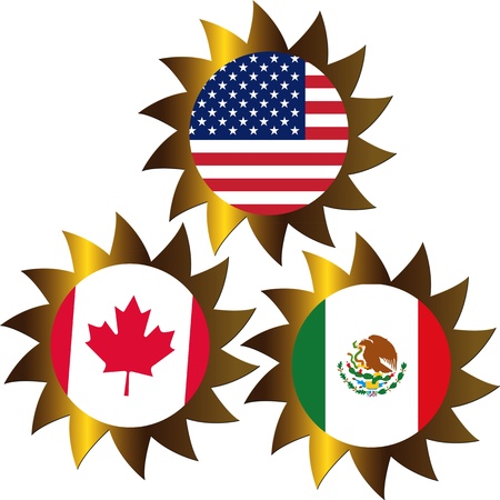 NAFTA, North American Free Trade Agreement between Canada, Mexico, USAの写真素材
