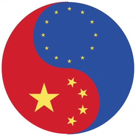 China and the EU, symbol for the strong relationship between the European Union and Chinaの写真素材