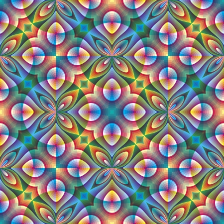 Floral design in art nouveau style, seamless pattern with historic motifs in vivid rainbow colors for wallpaper, decoration, stain glass のイラスト素材