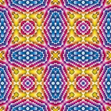 Roman or Greek mosaic, historic pattern with round tiles in bright and vivid colors in  art and seamlessのイラスト素材