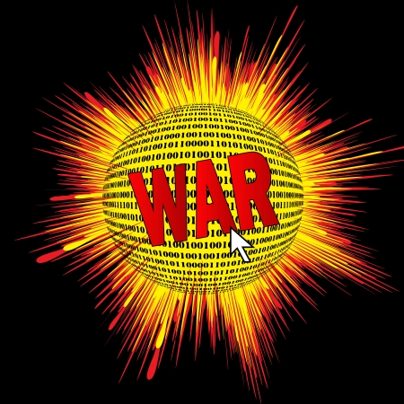 Cyber war destroying nation s computers or networks のイラスト素材