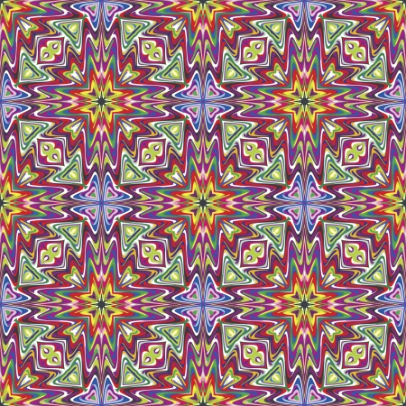 Modern Indian pattern with spiritual symbols derived from ancient motifs in vivid and brilliant colors, seamless in sophisticated vector artのイラスト素材