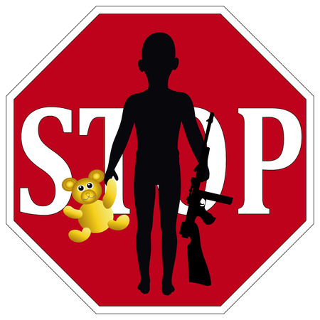 Stop Child Soldiers as defined in the United Nations Convention on the Rights of the Childの写真素材