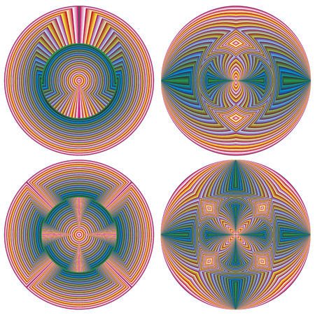 Contemporary Feng Shui pattern symbolizing simplicity with vibrant colors radiating harmony and spiritualityのイラスト素材