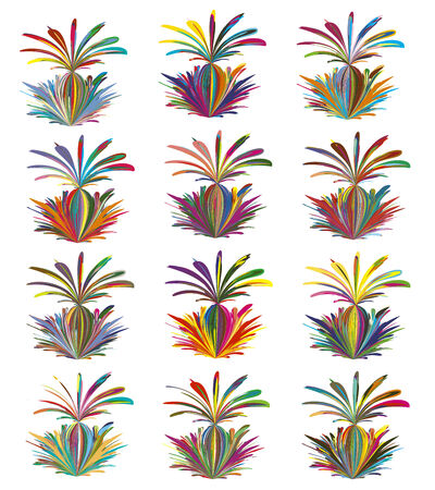 Set of Color Fountains  Abstract deco and design elements for paint business, promotion, interior designのイラスト素材