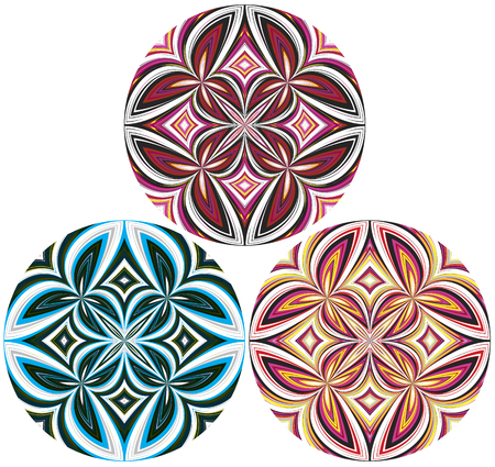 Round African Pattern Set  Trendy ethnic design in vivid and lucid colors のイラスト素材