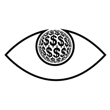 Money Eye  Concept sign for profit seeking, money mad and greedのイラスト素材