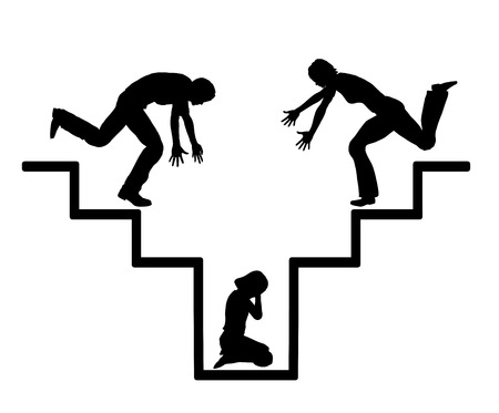 Desperate Child. Parents start running when they find their frantic child weepingの写真素材