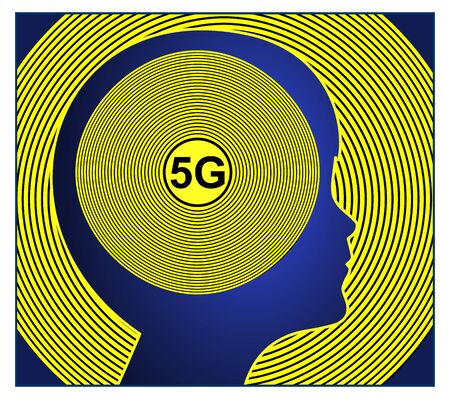 5G technology in early childhood. The exposure of young children to the devices is damaging the brain development due to their smaller skullsの写真素材